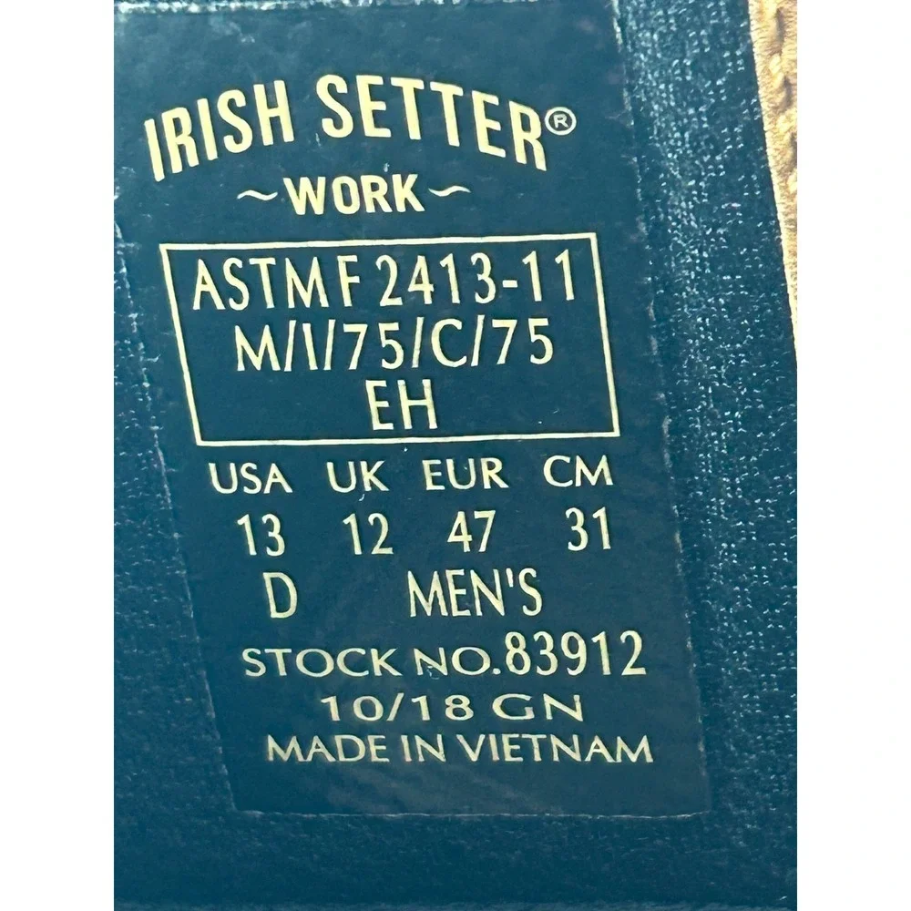 Irish Setter Marshall 83912 Steel Toe Brown Leather Western Work Boots Mens 13 D